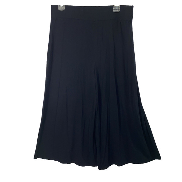 Chicos Wide‎ Leg Pants Womens Medium Black Knit Slacks Pull On Comfy - Picture 1 of 7